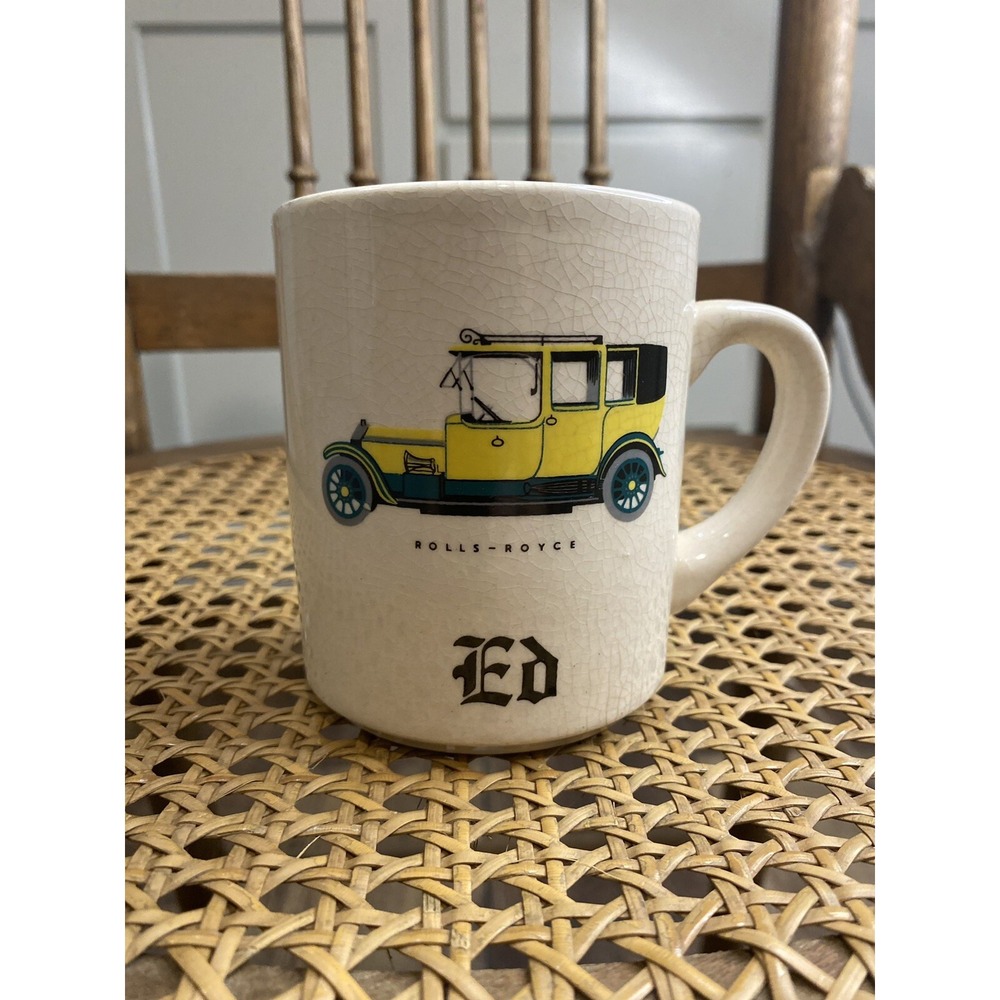 Rolls Royce Beige and Vivid Yellow Car Coffee Mug Cup Made in England Name Ed